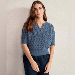 Haven Knot Stitch Henley Sweater — Indigo